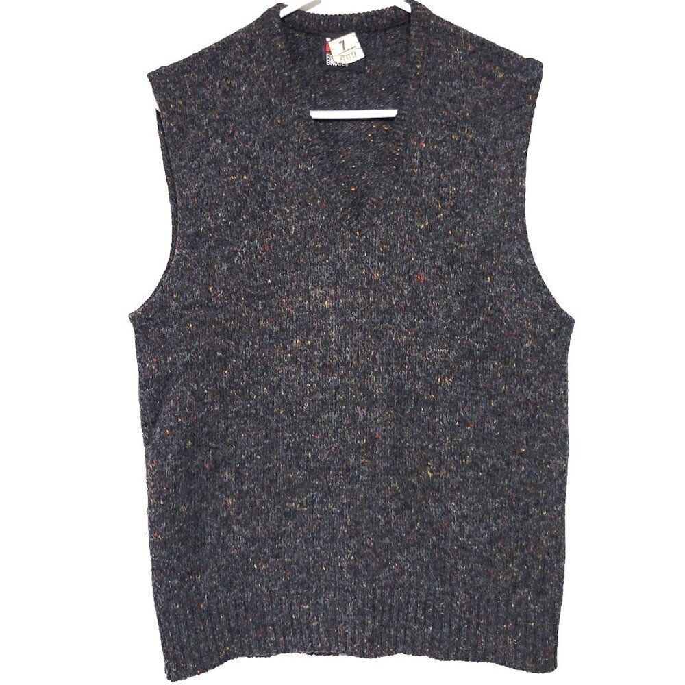 Robert Bruce Sweater Vest XL Mens Grandpa Gray Brown Wool Knit USA 90s Old Money